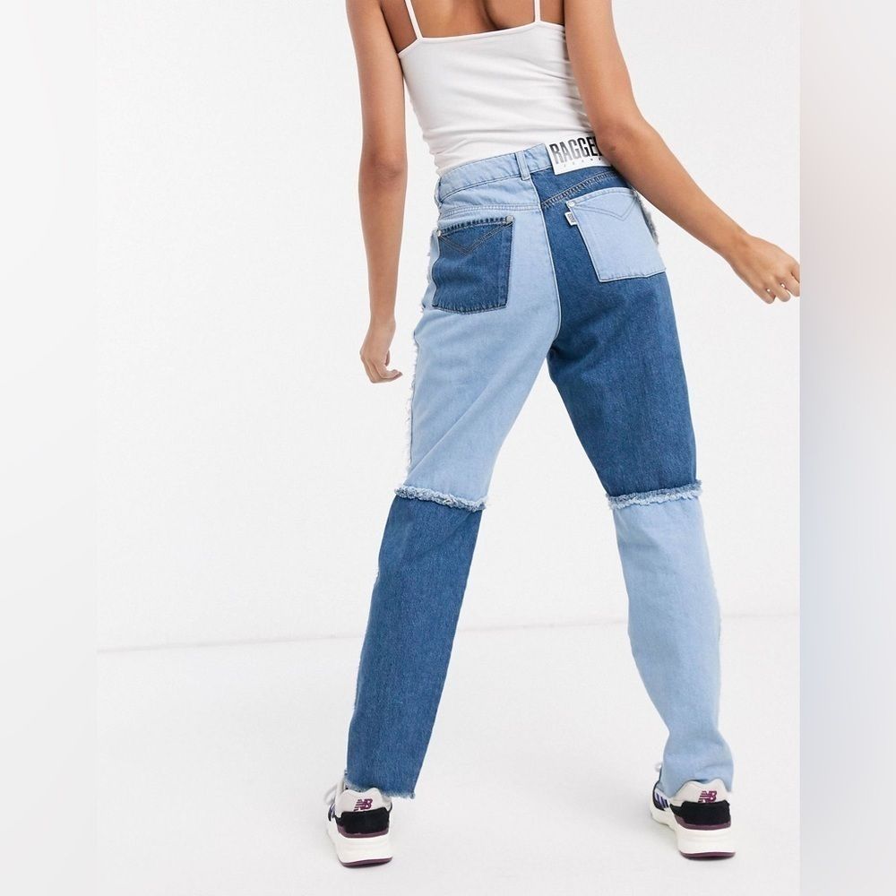 Nwt The Ragged Priest Mom Jeans In Quarter Panel Denim Patchwork 26 — image 4 of 8